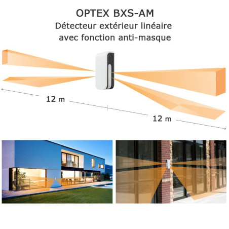 Optex BXS-AM | Détecteur extérieur linéaire filaire avec anti-masque