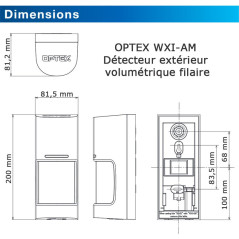 Optex WXI-AM | Détecteur extérieur volumétrique filaire avec anti-masque