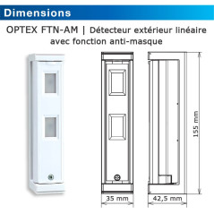 Optex FTN-AM | Détecteur extérieur linéaire filaire avec anti-masque