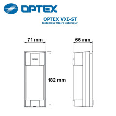 Optex VXI-ST - Dimensions du détecteur de mouvement filaire exterieur Optex VXIST